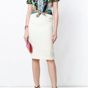 Vintage 90s Gianni Versace Couture Cream Wool Pencil Made in Italy  Skirt